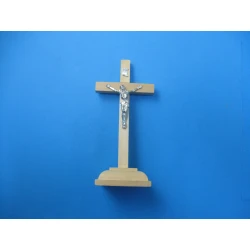 Krzyż drewniany stojący jasny brąz 17,5 cm
